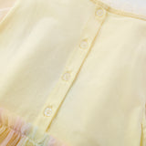 Summer Arrival Animals Cartoon Pattern Fly Sleeves Tulle Patchwork Dress for Stylish Girls