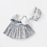 Baby Girl Short Sleeve False Little Floral Print Party Dress - MyKids-USA™