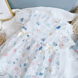 Baby Girl Butterfly Print Lace Patchwork Design Square-Collar Dress - MyKids-USA™