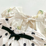 Summer Hot Selling Baby Girls Short Sleeves Square Neck Rabbits/Polka Dots Print Onesie - MyKids-USA™