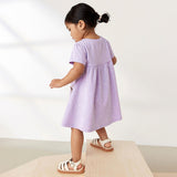 Summer Baby Kids Girls Short Sleeves Purple Dress With White Dots