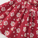 Summer Arrival Flowers Pattern Short Sleeves Peter Pan Collar Dress for Stylish Girls