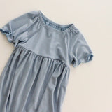 Baby Girl Solid Color Fly-Sleeved Design Dress Pajamas In Summer - MyKids-USA™