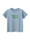 Boys’ Cartoon Pixel Crocodile Pattern T-Shirt In European And American Style