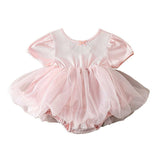 Summer Arrival Baby Cute Solid Color Short Sleeves Tulle Design Onesies - MyKids-USA™