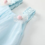 Summer Hot Selling Kids Girls Cute Blue Sleeveless Tulle Dress - MyKids-USA™