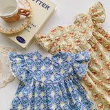 Summer New Arrival Kids Girls Fly Sleeves Butterfly Print Princess Dress