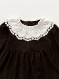Spring and Autumn Corduroy Long-sleeved Dress with Lace Collar for Stylish Girls - MyKids-USA™