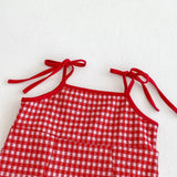 Summer Arrival Baby Girls Cute Plaid Pattern Sleeveless Strap Dress