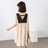 Girls Colorblock Design Square Neck Sleeveless Dress - MyKids-USA™