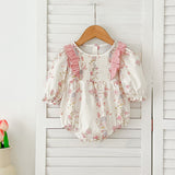 Arrival Autumn Pink Floral Print Baby Kids Girls Crew Neck Onesies and Dress – Princess Sister Matching Set