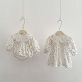 Baby Girl Floral Pattern Doll Neck Onesies & Dress