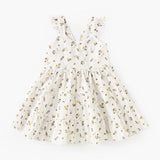 Summer New Arrival Baby Girls Holiday Floral Pattern Princess Strap Dress - MyKids-USA™