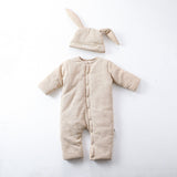 Winter Arrival Unisex Baby’s Padded Oatmeal-colored Long Rompers for Warmth