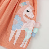 Summer Arrival Cartoon Horse Pattern Short Sleeves Dress for Stylish Girls