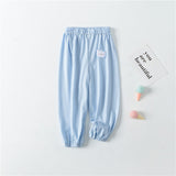 Baby Pattern Embroidery Solid Color Wide-Leg Long Pants With Pockets