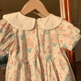 Summer Arrival Baby Kids Girls Cute Short Sleeves Argyle Floral Dress - MyKids-USA™