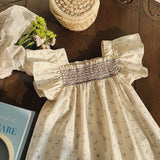 Summer Baby Kids Girls Fly Sleeves Square Neck Flowers Pattern Printed Dress - MyKids-USA™