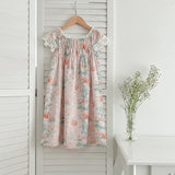 Summer New Arrival Girls’ Classic Lace Sleeves Square Neck Floral Pattern Dress