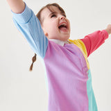 Spring Grils Kids Long Sleeve Cartoon Animals Embroidery Logo Patchwork Dress