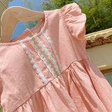 Summer New Arrival Kids Girls Fly Sleeves Lace Pattern Dress - MyKids-USA™