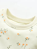 Spring Baby Grils Long Sleeve Floral Elements Logo Beige Princess Dress