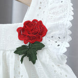 Summer Hot Selling Baby Kids Girls Hollow Out Flowers Pattern Fly Sleeves Square Neck Princess Dress - MyKids-USA™