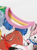 Design Autumn Girls Vivid Colorful Dogs Pattern Dress