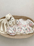 Summer Baby Girls Flowers And Butterfly Pattern Short Sleeves Onesies/Dress - MyKids-USA™