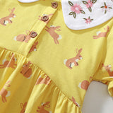 Summer Arrival Cartoon Rabbits Pattern Short Sleeves Dress for Stylish Girls - MyKids-USA™
