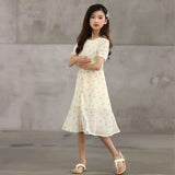 New Arrival Summer Kids Girls French Style Chiffon Fashion Short Sleeves Floral Dress - MyKids-USA™