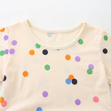 Summer Arrival Baby Girls Cute Colorful Dots Pattern Short Sleeves Tulle Patchwork Dress