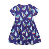 Summer Pure Cotton Animals Birds Pattern Short Sleeves Dress for Stylish Girls - MyKids-USA™