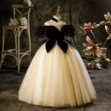 Princess Black Hostess Dress For Girls: Luxurious One-Shoulder Piano Performance Attire - MyKids-USA™