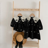 Autumn Mesh Patched Design Long Sleeve Dress - MyKids-USA™