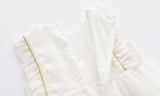 Baby Girl 1pcs Frill Trim Mesh Overlay Design Bow Tie Solid Princess Tutu Dress - MyKids-USA™