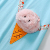 Summer Arrival Ice-Cream Cartoon Pattern Short Sleeves Dress for Stylish Girls - MyKids-USA™