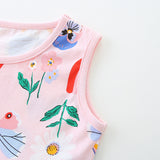 Summer Pure Cotton Cute Various Cartoon Pattern Sleeveless Dress for Stylish Girls