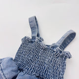 Summer Arrival Baby Girls Cute Sleeveless Denim Pleated Dress Design Strap Onesies - MyKids-USA™