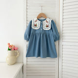 Arrival Autumn Baby Kids Girls Long Sleeves Flowers Embroidery French Collar Onesies and Dress – Princess Sister Matching Set - MyKids-USA™