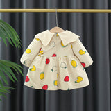 Autumn and Winter Arrival Baby Girls Long Sleeves Fruits Print Dress