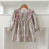 Spring Baby Girls French-style Floral Long-sleeved Onesies and Dress – Princess Sister Matching Set