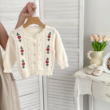 Autumn Arrival Baby Kids Girls Comfortable Floral Pattern Embroidered Knitted Long Sleeves Cardigan - MyKids-USA™