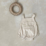 Baby Solid Color & Plaid Pattern Corduroy Fabric Strap Bodysuit