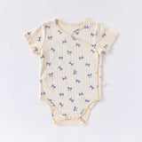 Summer Arrival Baby Unisex V Neck Short Sleeves Heart Pattern Onesies Bodysuits