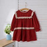 Summer Baby Kids Girls Long Sleeves Lace Pattern Dress