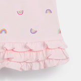 Baby Girl Allover Rainbow Graphic Polo Neck Rufffle Hem Dress