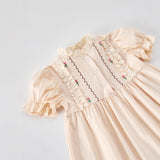 Summer Baby Kids Girls Short Sleeves Lace and Flowers Embroidered Pattern Dress - MyKids-USA™
