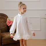 Spring and Autumn Solid Color Single Breasted Long-sleeved Dress for Stylish Girls - MyKids-USA™