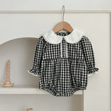 New Spring/Autumn Baby Black Plaid Onesies And Dress For Girls With Long Sleeves – Family Sister Matching Set - MyKids-USA™
